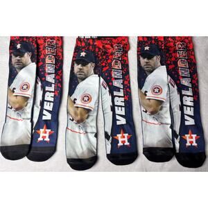 New 3-Pack For Bare Feet Men’s L Houston Astros #35 Verlander Socks NWTs